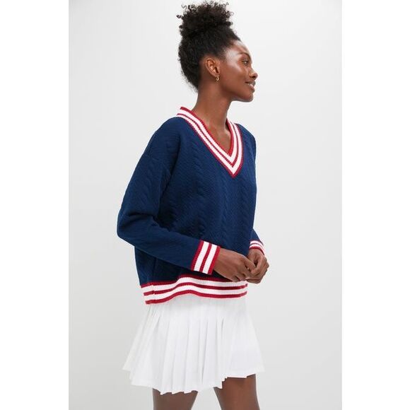 Tuckernuck  Turner Pullover Sweater Tennis Prep Size Small $148 V Neck - Picture 2 of 11